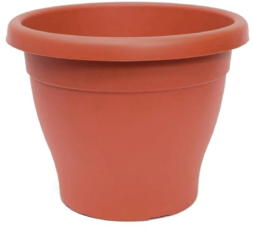 AC - Maceta Mediterránea - Plástico Resistente - Ideal para el Hogar, Plantas, Jardín, Decoración. - Cuidado de Plantas - Forma Redonda - Ø 25 cm - Color Marrón
