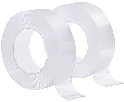 6m Doppelseitiges Klebeband Extra Stark Transparent, 2 Rollen Nano Klebeband Doppelseitig, Abnehmbar Wasserfest Double Sided Tape Breite 2cm für Teppich Foto Wand Zuhause Auto Outdoor