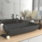 Homgoday Luxus-Waschbecken Aufsatzwaschbecken Waschschale Waschtisch Aufsatzwaschtisch Handwaschbecken mit Abflussloch für Badezimmer Rechteckig Matt Dunkelgrau 71x38 cm Keramik