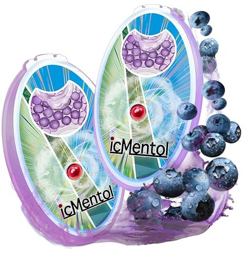 icMentol - 3.2 mm large particles, 200 capsules menthol balls, aroma capsule, aroma balls, DIY click balls (2 packs x 100 capsules, ice cold blueberry aroma)