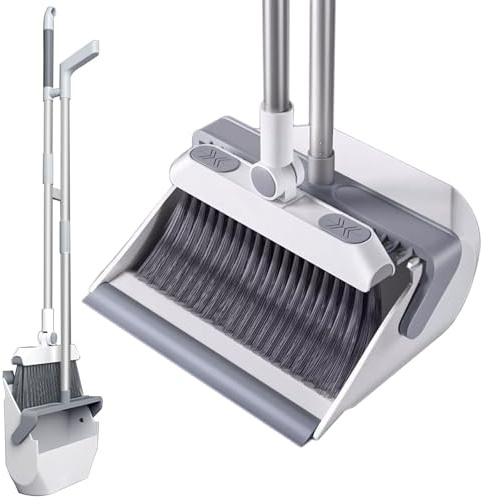 Broom Dustpan Set Broom With Dustpan Set 180 ° Rotertabel Långt Handtag Broomstick Standing Dust Pan And Broom Set För Kontor Hemkök Lobby Floor Cleaning, Lightweight Aluminium Alloy