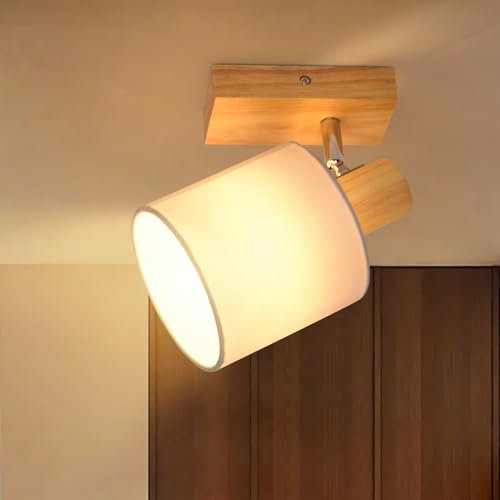 Lichtmaler Applique da Parete Interno - Illuminazione Faretti Led Orientabili Lampada Soffitto Vintage Legno Luce E14 Lampadario Muro Soggiorno Cucina Corridoio, Lampadina Non Inclusa
