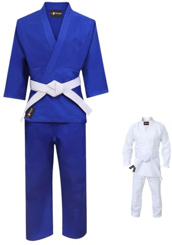 REWON - Tuta da judo gi, tuta da combattimento per uomini e donne bambini.., Blu, XL