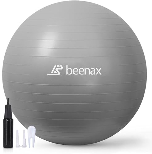 Beenax Thick Strong Exercise Pregnancy Ball 55cm 65cm 75cm, Anti-Burst Gym Swiss Ball with Pump Included for Yoga, Fitness, Labour, Pilates, Stability, Balance