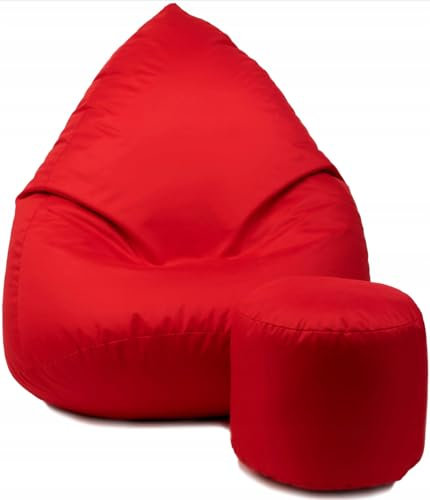 Slevobox Sitzsack mit Hocker Rot 112x82x82 cm - XXL Sitzsack Erwachsene mit Füllung - Schlafzimmer und Wohnzimmer Möbel - Indoor Sitzsäcke Wasserdicht - Lounge Sessel - Bean Bag
