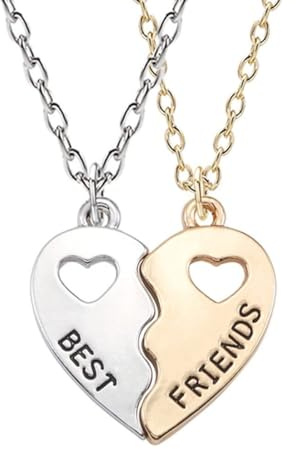 DUZEPA 1 par BFF-halsband vänskapskedjor bästa vänner för flickor pojkar systrar vänner (guld silver)