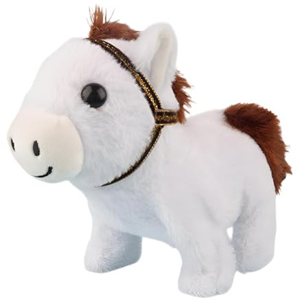 Tyinerc Cheval en Peluche, Jouet électrique Doux et réconfortant - Mignonne - pour Chambre d'enfant, Salon, Bureau, Voiture, canapé, lit, Jeux, Sommeil, Voyage, Anniversaire