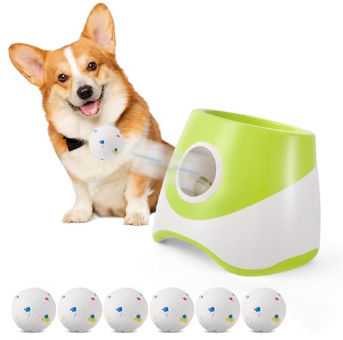 Eirolace Lanzador de Pelotas para Perros con 6 Pelotas, Lanza Pelotas Perro Automático Puede Lanzar 3-9m, Máquina Interactiva de Lanzar Pelotas para Perros Pequeños y Medianos