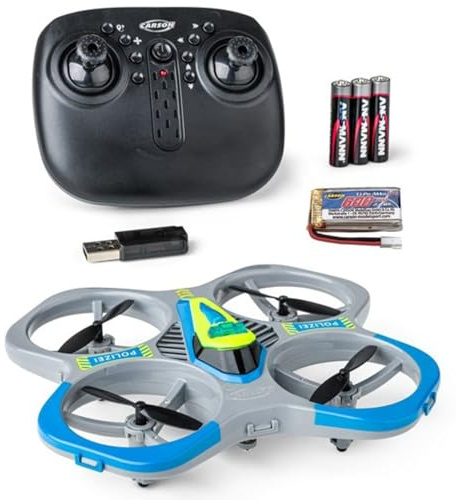 Carson Cyber Drone Police 2,4 GHz 100% RTF – prêt à Voler à 100%, radiocommandé ; RC, incluant Les Piles et la télécommande, quadricoptère pour Enfants, Jouet
