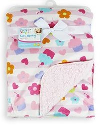 Baby Blanket Soft Colourful Mink Sherpa Lining Printed Design 0months+ 30° Wash Soft Baby Blanket Fleece Blanket - Flowers