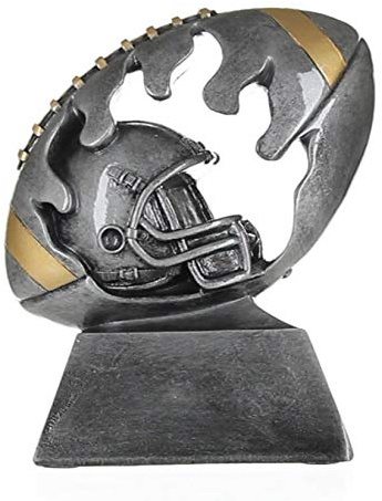 Decade Awards Football Trophy, Helmet Flame Cut Out - Celebrate the Players, Coaches, and Team Moms - Engraved Plate on Request (6 Inch Tall)