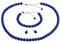 ba bijou-art Perlenkette Blau Armband Ohrstecker Titan Schmuck-Set Perlen 0,8 cm Versilbert