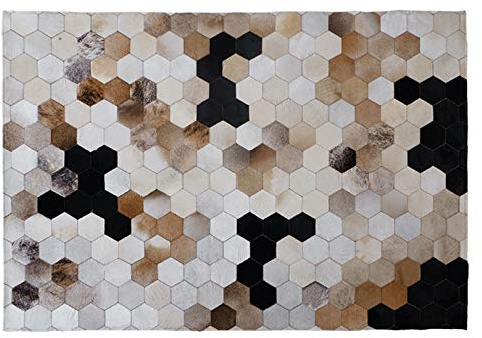 QHF Alfombra Antideslizante Cuadrada de Gran tamaño, Alfombra de Cuero de Vaca para decoración de Dormitorio de Sala de Estar, Alfombra de Empalme Manual