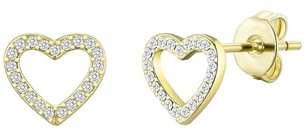Philip Jones 18k Gold Plated Open Heart Earrings Created with Zircondia® Crystals