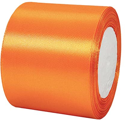 POPOYU Ruban Satin Orange 8cm de Large,23m Ruban Cadeau,Ruban Couture pour Gros Noeud Cadeau,Ruban Satin Soie pour Décoration Mariage,l'artisanat Décoration Maison,Fête Gâteau,Emballage Gâteau