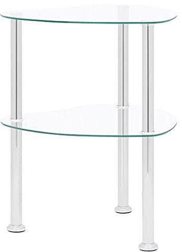 Couchtisch Glas mit Sicherheitsglas & Facettenschliff, Moderne Glastisch geeignet als Beistelltisch Wohnzimmertisch Beistelltischh Klein Tisch mit Chrome Edelstahl Legs Regal Glas Table 2 Set
