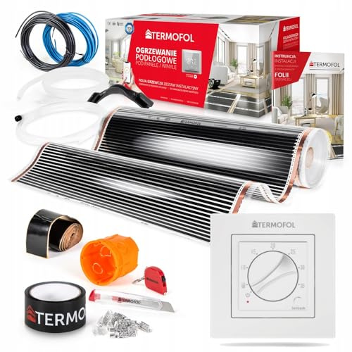 Termofol - Infraröd värmefolie | Effekt: 220W/m2 | Yta på 4 m² | Komplett set med TF-H3 Termoregulator | Självmontering | Golvvärme, vägg eller tak | Infraröd uppvärmning