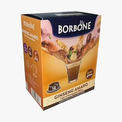 Caffè Borbone Ginseng Amaro - Senza Zuccheri aggiunti - 16 Capsule - Compatibili con macchine ad uso domestico Lavazza®* A Modo Mio®*