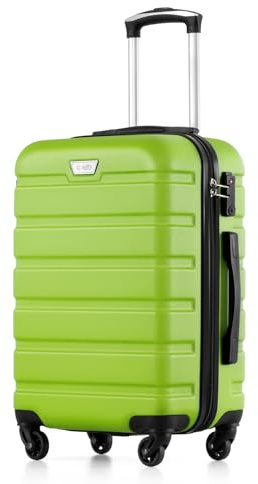 COOLIFE 20 Inch Carry On Suitcase ABS+PC Hardshell Lightweight Durable with 360°Rubber Spinner Wheels YKK Zipper Telescopic Handle TSA Lock Cabin Luggage for EasyJet Apple Green