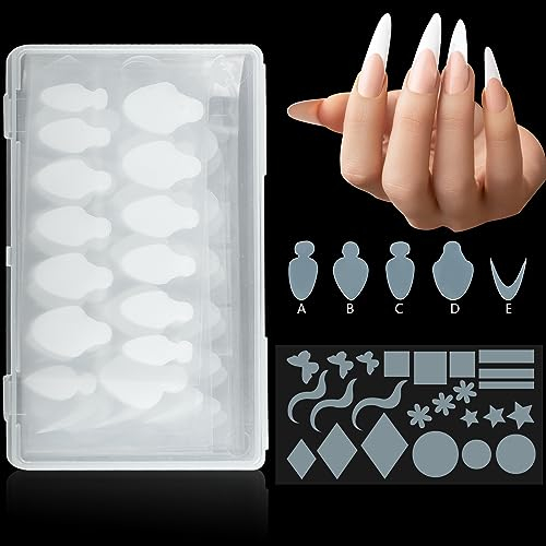 C12rtive 144 teiliges Aufkleber Set für Dual Nagelformen, Silikon Aufkleber für French Maniküre für Poly Nagel Gel Formen, Gel-Verlängerung, schnelles Bauen von Dual Nagelformen