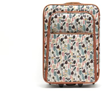 MISAKO Maleta de Tela Pequeña de Viaje Bosque Beige Unisex - Equipaje Blando semirrígido de 50 X 35 X 19 cm de 2 Ruedas