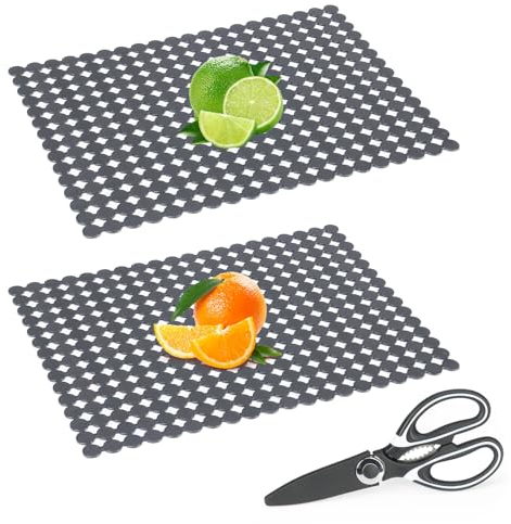 HYEIOL Spülbeckeneinlage 2er-Set, Spülbeckenmatte Zuschneidbar mit Schere, Spülbecken Matte für Keramikspülen/Edelstahl Spülbecken, 30 x 40cm,Grau