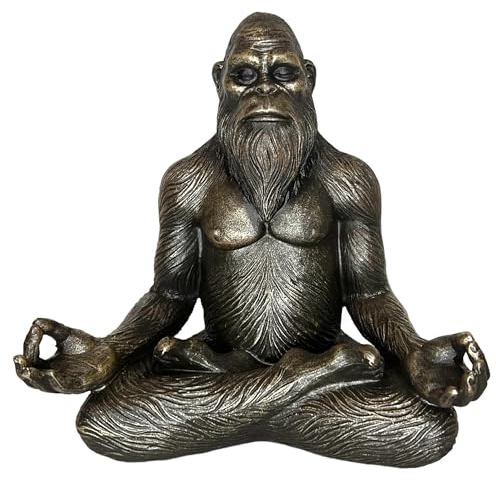 Top Brass 6” Bigfoot Yoga Statue Sasquatch Lotus Pose Meditation Figurine – Yeti Spiritual Inner Peace Zen Decorative Accent for Spa, Home or Office