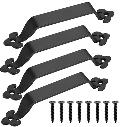 4 Pcs Poignée de Porte de Grange Coulissante Noire, Poignées de Portes Coulissante, Poignées Traction de Porte, Poignee de Porte pour Portails Extérieur Intérieur Garage Armoire Meubles, 21,5 cm