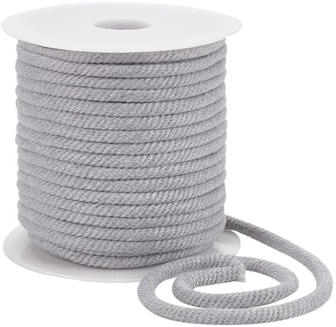 BENECREAT 25m Light Grey Thread Cord, 6mm Polycotton Drawstring Replacement Soft Rope with Plastic Spool Braided Cord for Coats Pants Shorts Shoes Crafts