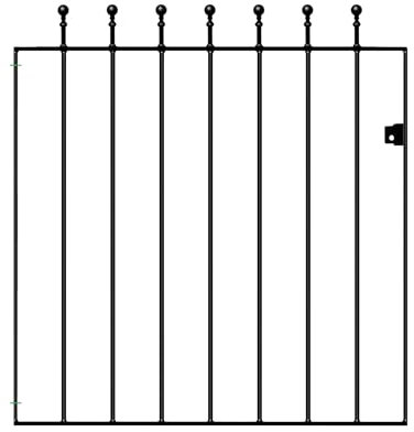 Manor Ball Top Metal Garden Gate Galvanised Wrought Iron Pedestrian Swing Gates (914mm Gap X 915mm High MAZP05/3)