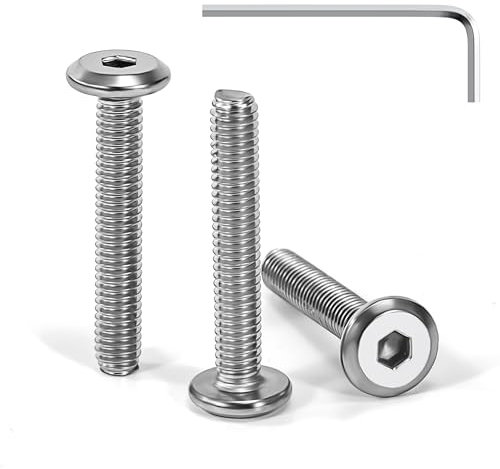 Tunejoy Tornillos de Cabeza Plana M4 x 25 mm Tornillo de Cabeza Hexagonal de Acero Inoxidable A2 V2A Perno de Muebles con llave Allen Rosca Completa 30 Piezas