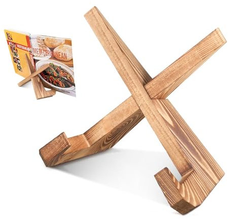 Kochbuchhalter, Buchständer aus Holz, Buchhalter Rezepthalter Buchaufsteller, Rezepthalter für Küche iPad Tablet Ständer Vintage Deko