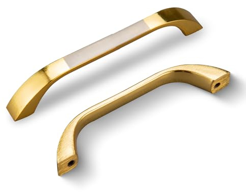 SPDYCESS 10 st Skåphandtag Köksdraghandtag, D-formade Låddraghandtag Dörrhandtag för Köks- och Badrumsskåp, Hålavstånd 96 mm, Guld