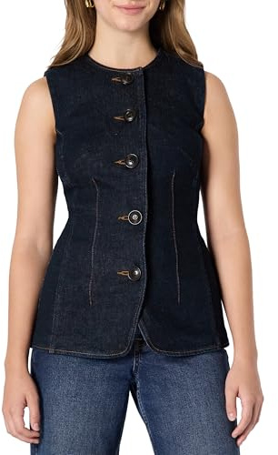 Amazon Essentials Chaleco Vaquero Abotonado de Corte Regular Mujer, Mezclilla de enjuague, 44