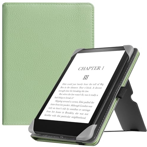 HGWALP Stand Étui Universel pour Tout Le 6-7 Pouces eReaders, Folio Stand Coque Housse avec dragonne Compatible avec 6“ 6.8 7 Kindle Paperwhite/Kobo/Tolino/Pocketbook/Sony eReader,Matcha Vert