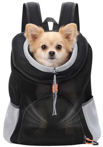 Pet Dog Carrier Backpack, Dog Front Backpack, Pet Carrier Backpack, Front Carrier Backpack, Ventilated Mesh Dog Travel Back Pack for Hiking Cycling Outdoor (6.6-15.4 lbs)