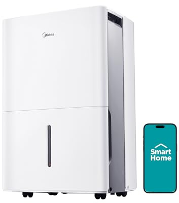 Midea 4,500 Sq. Ft. Dehumidifier With Pump Included, 50 Pint - Ideal For Basements, Large & Medium Sized Rooms, And Bathrooms (White)