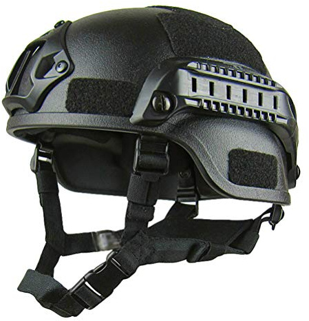 Jitong Casque Tactique Style Militaire Casque de Extérieur avec Vision Nocturne Sport Camera Mount pour CQB Tir Airsoft Paintball - Noir