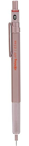 rOtring 600 Mechanical Pencil | HB Lead, 0.5 mm | All-Metal Body Propelling Pencil | Rose Gold | Non-Slip Knurled Grip & Hexagonal Barrel