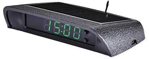 Steadybombb Dash Reloj Solar - Calendario Coche Iluminado,Reloj Digital portátil con Adhesivo Que Funciona con Pilas y con energía Solar, electrónica para automóviles