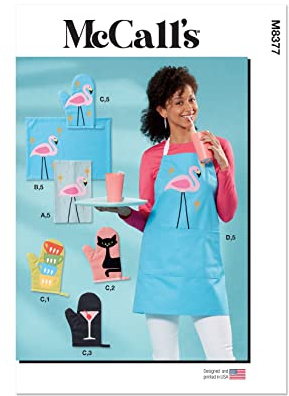 McCall's M8377OS Kitchen Accessories and Apron Sewing Pattern Kit, Code M8377, One Size Each