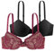 Dorina Damen Chloe 2er-Pack Demi-BH Set – Leicht Gepolsterte Bügel-BHS mit Floraler Spitze und Weichem Mikrogewebe, Verstellbare Träger, Schwarz und Rosa