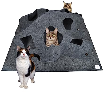 Moyubath Tapis de jeu pour chat, tapis de jeu pliable pour chat, tapis interactif amusant pour animaux de compagnie, lit de toilettage à gratter