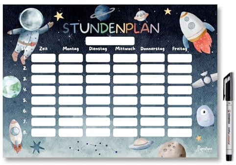 Weltraum Stundenplan magnetisch abwischbar (Magnetischer Stundenplan inkl. Stift)