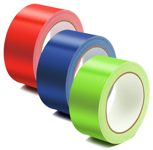 3 Rollen Klebeband Panzertape Bunt 5cm x 10m Panzertape Extra Stark Allzweck Gewebe-Klebeband Gewebeband Bunt Gaffer Tape Wasserfest für Reparaturen Industrielle,Markieren,Abdichten,Bündeln(3 Farbes)