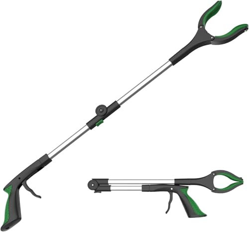 Fheaxl Outils de Ramassage, 32 Pince Extension Pliable avec Aimants, Outil d'aide Handicapé en Aluminium avec Pince Rotative en Caoutchouc, Extension à Bras Long pour Ramasse-Déchets