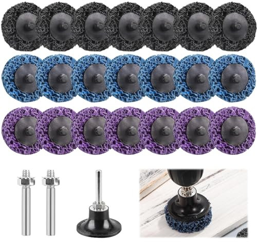 ROSYLEVE 21 pezzi CSD Disco Abrasivo grossolano da 50 mm/viola/blu/nero set di dischi di pulizia per smerigliatrici angolari di vernice, ruggine saldature, pulizia e rimozione ossidazione