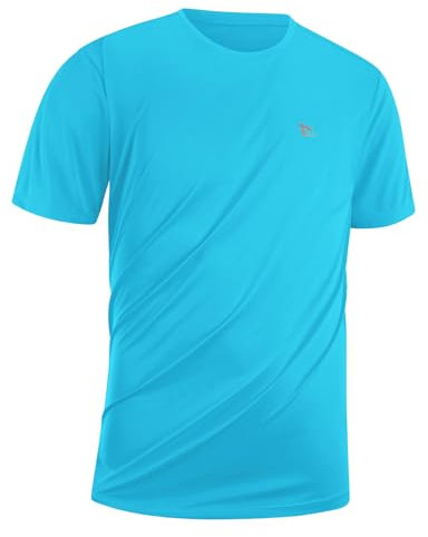 baleaf UV Shirt Herren Sport T Shirt Schwimmshirt Wasser UPF 50+ Sportshirt Trainingsshirt Fitness Shirt Funktionsshirt Schnelltrocknend Gym Seeblau 3XL