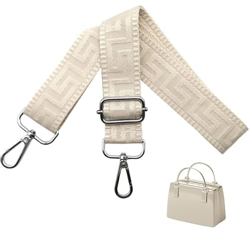 Schulterriemen für Taschen Taschengurt Beige Verstellbarer Gurt für Umhängetasche mit Silbernen Schnappverschlüssen (80-130cm), Universell Stilvoll