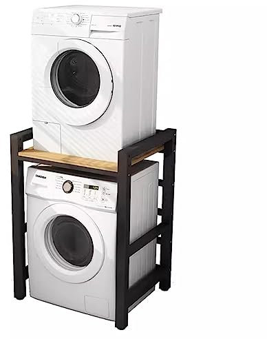 CHENLIU Dryer Stand Stacking Kit for Washing Machines/Washer Tumble Dryer Shelf Stacker, Washer Dryer Intermediate Frame Stacking Bracket Kit Over Washer Storage Unit, Bearing Capacity 300kg,Black